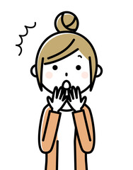 若い女性　ママ　驚く