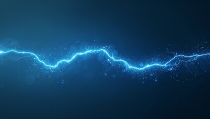 Streaming electric-blue energy arc undulating in abstract digital void, with glowing sparks