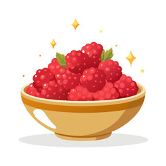 A bowl full of fresh and juicy raspberries with sparkling stars