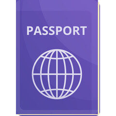Purple Passport With Globe Emblem And White Text Passport Simple Icon Flat Design With Transparent Background