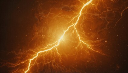 Glowing orange arc radiating from core in space, with branching plasma filaments and particles