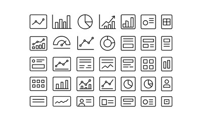 Collection of hand drawn business and data analysis icons