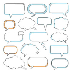 Collection of Speech Bubbles and Thought Clouds for Communication.