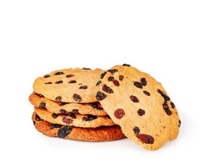 Raisin cookies isolated on a white background, contour