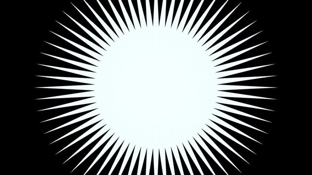 Dynamic white Sun Rays Motion &ndash; Rotating Stripes Animation on Black Background for Music, Sci-Fi, Meditation or Digital Videos