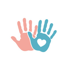 Obraz premium Intertwined Handprints with Heart Symbolizing Love and Care.