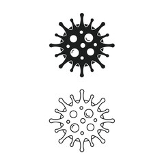 Two Coronavirus Icons - Black Silhouette and Outline Design.