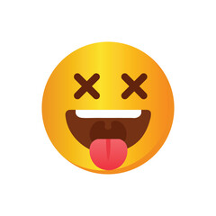 Playful Emoji Face with close Eyes and Tongue Out , Silly Digital Expression