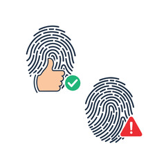 Fingerprint Authentication Success and Failure Illustration.