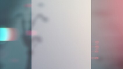 Presenting pale grey panel centering screen, featuring turquoise cyan and magenta glitch artifacts