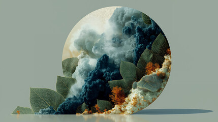 Natural elements abstract collage with earthy colors and organic forms, artistic composition for design inspiration, generated AI