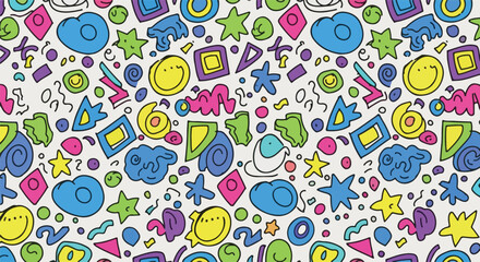 Fototapeta premium Cute seamless pattern with geometric shapes. Hand drawn vector illustration modern style