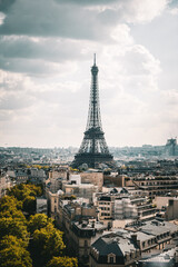 Iconic Eiffel Tower dominating Paris Skyline on a Cloudy Day