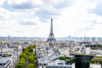 Wide Panoramic Paris Cityscape with the Eiffel Tower