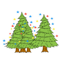 Christmas tree vector design with colorful star decorations