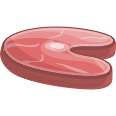 Raw Steak Icon Symbol Representing Protein Nutrient Source Isolated on Transparent Background With Realistic Marbling Texture and Deep Red Color