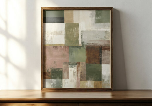 Abstract Geometric Framed Mockup Wall Art PSD