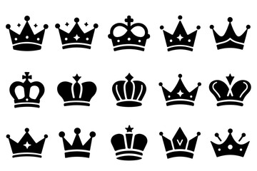 Crown icon set vector illustration of royal luxury symbols for king and queen collection