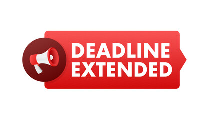 Megaphone announcing deadline extended message red banner