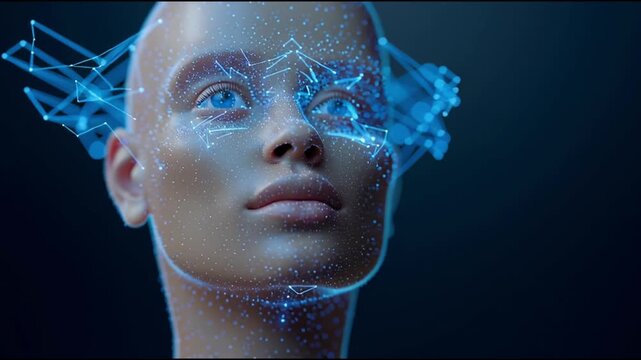 Exploring the beauty of digital art through a mesmerizing close-up of an illuminated face