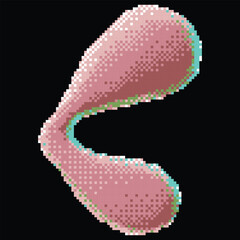 3D pink blob splash Y2K style vector pixel art, drop liquid surface with holographic reflection, aesthetic spilled fluid