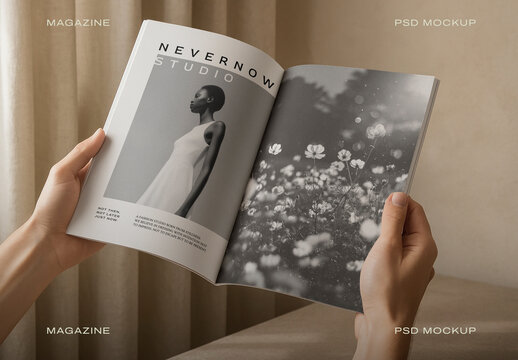 Elegant Magazine Mockup Showcasing Artistic Photography PSD