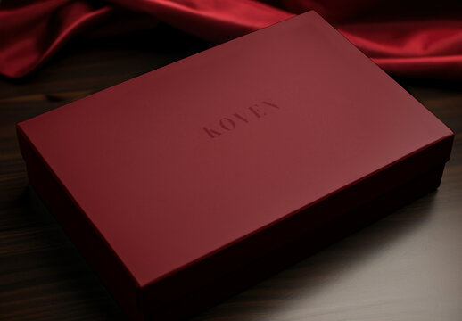 Elegant Red Gift Box Mockup PSD