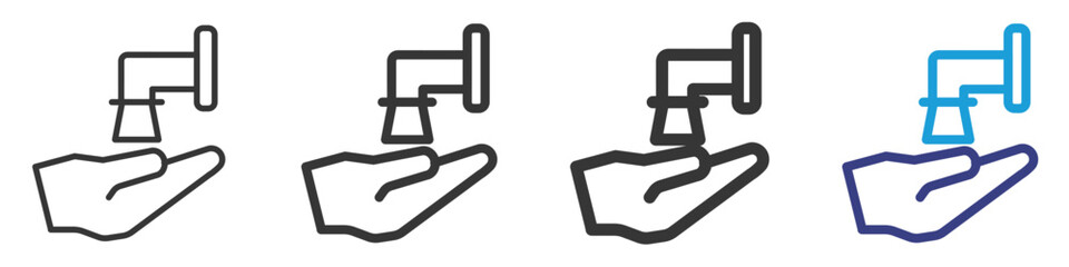 Islamic Wudhu Icon Vectors Set Illustration with Outline Style Variation