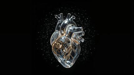 Corazón biomecánico de cristal luminoso