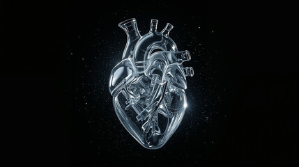 Corazón biomecánico de cristal luminoso
