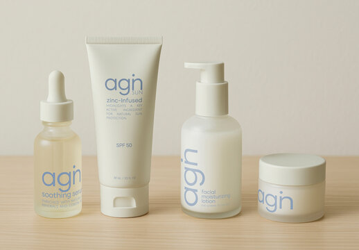 Elegant Skincare Products Mockup On Display PSD