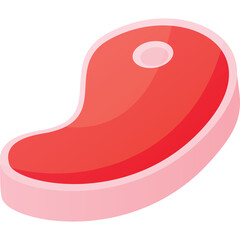 Raw Steak With Marbling On White Background Minimalist Flat Design Icon Illustration