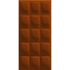 Realistic Dark Chocolate Bar with 16 Square Segments on a Transparent White Background Ideal for Sweet Treat Visuals