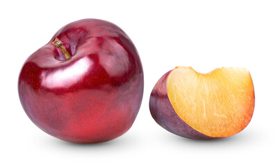 Red cherry plum isolated on transparent png ( image from camera )