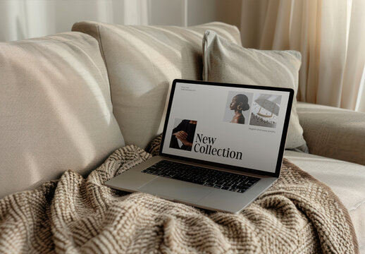 Laptop Displaying Mockup New Collection PSD