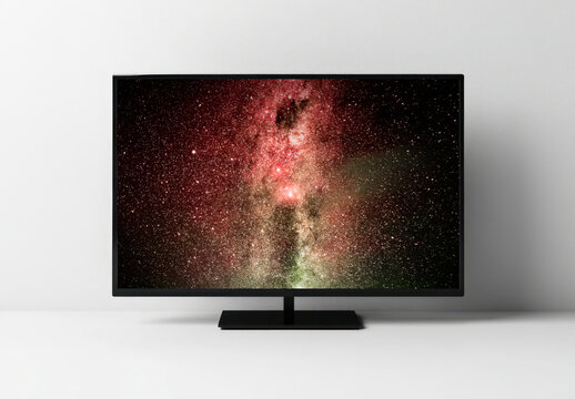 Stunning Galaxy Displayed On Screen Mockup PSD