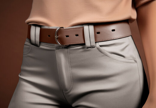 Stylish Belt On Casual Pants Mockup PSD