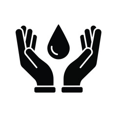 Obraz premium Hands cupping protecting water drop care health sustainability concept symbol icon vector