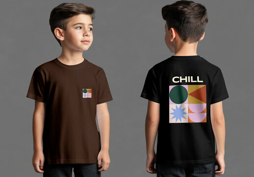 Trendy Kid's Graphic Tshirts Mockup PSD