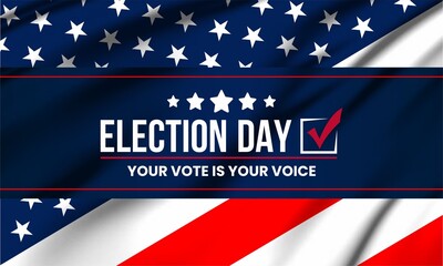  election day USA. American vote, creative design with flags 
for political debate banner or campaign invitation. Vector illustration