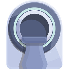 Medical Imaging Machine With Blue and Light Green Ring Detail Showing Internal Tunnel And Support Structure On Transparent Background