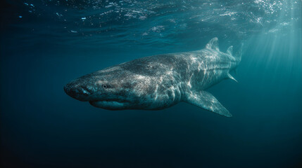 greenland shark underweater in the sea