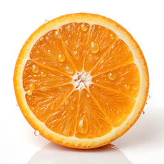 Orange Slice with Water Droplets on White Background fruit citrus