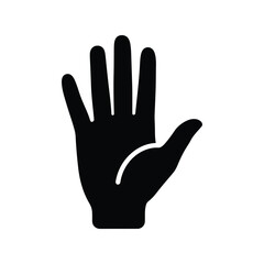 Simple silhouette hand open palm five fingers up greeting gesture icon vector vector