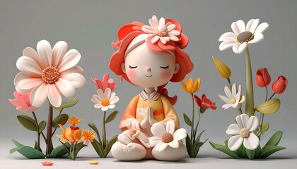 Postać dziewczynki w kwiatach