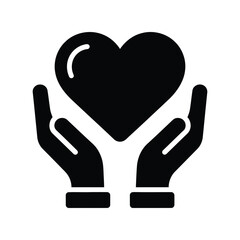 Symbolic heart held by gentle hands caring love protection support health charity unity vector