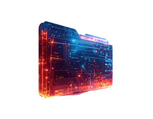 - Folder with digital circuit lines, data management symbol 
