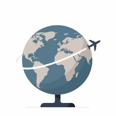 Fototapeta premium Globetrotting airplane soars around world