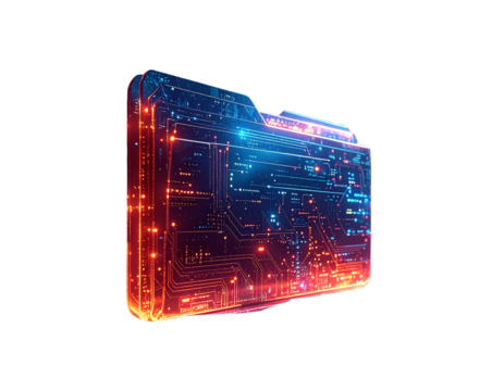 - Folder with digital circuit lines, data management symbol 