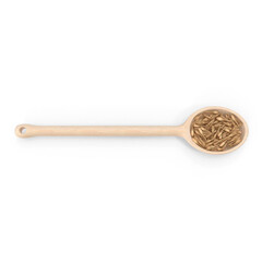 wooden spoon of grains isolated on transparent background, PNG